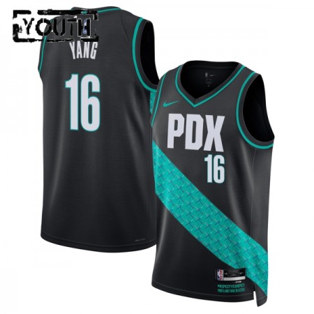 Barn Portland Trail Blazers Tröja Yang Hansen Nike 2025-26 City Edition Svart Swingman Barn Portland Trail Blazers Tröja Yang Hansen Nike 2025-26 City Edition Svart Swingman